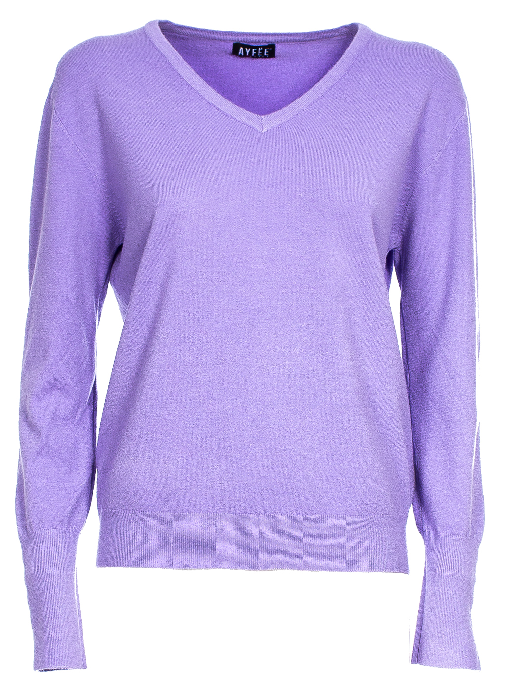 MAGLIA SCOLLO A V, 3 TG, 30% AC 22%NY 20%VI 28%PL, MADE IN PRC       - LILAC